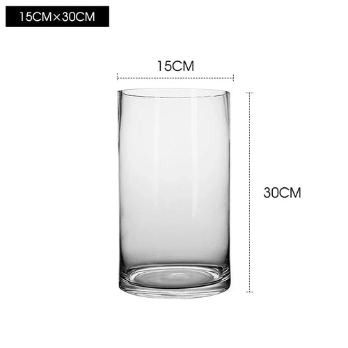 Clear Glass Minimalist Wide Mouth Pillar Vases - The Finishing Touch Decor, LLC