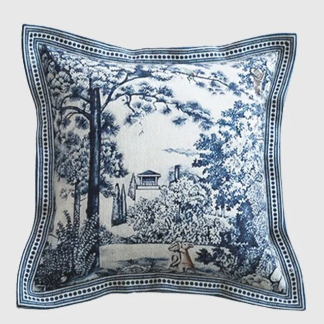 Indigo Jungle Hand-Painted French Vintage Oriental Throw Pillow Covers - The Finishing Touch Decor, LLC