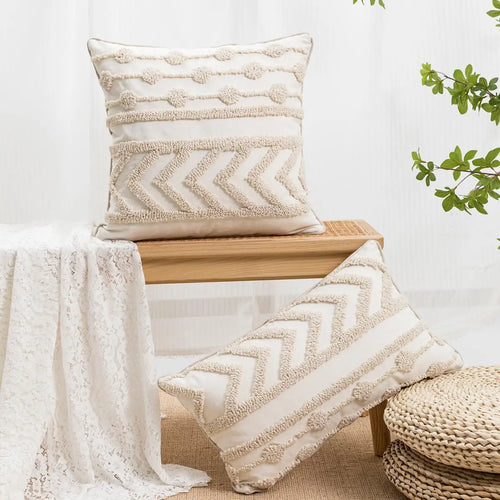 Cream Textured Pattern Nordic Throw Pillow Covers - The Finishing Touch Decor, LLC