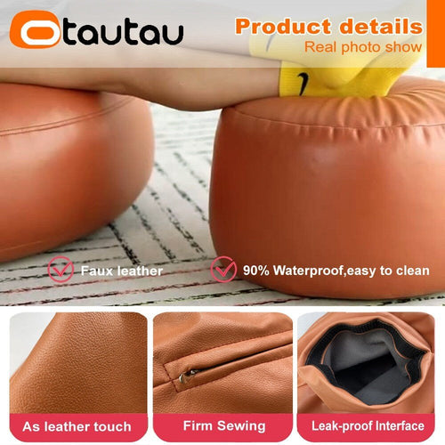 Faux Leather Small Round Foot Stool Pouf - Color Variety - The Finishing Touch Decor, LLC