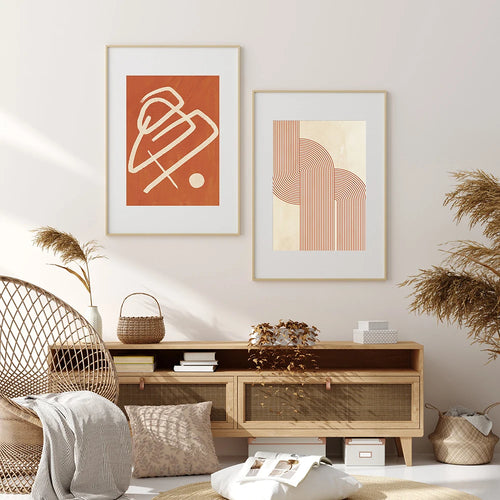 Burnt Orange Abstract Line Minimalist Art Canvas Print - The Finishing Touch Decor, LLC