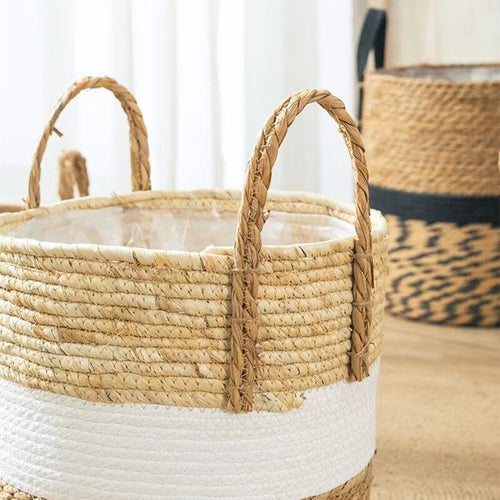 Natural Wicker Straw Hand-Woven Bamboo Decorative Storage Basket Planters - The Finishing Touch Decor, LLC