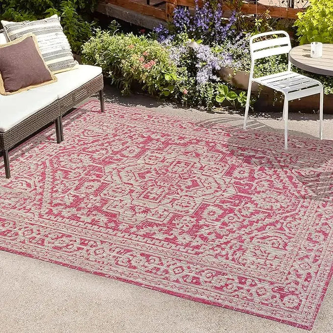 Outdoor/Indoor 8 Ft x 10 Ft Mandela Textured Weave Area Rug - The Finishing Touch Decor, LLC