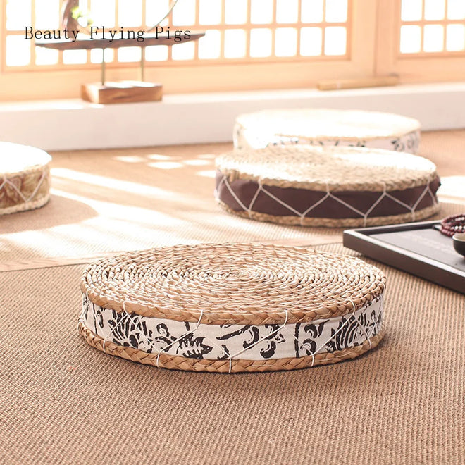 Tea Ceremony Handmade Straw Round Tatami Floor Cushion Seat - The Finishing Touch Decor