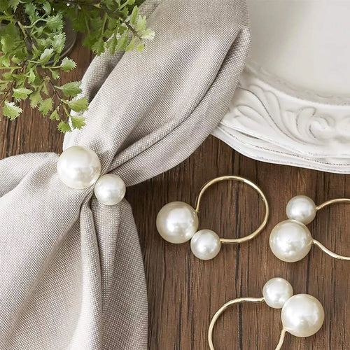 Highlighted Huge Pearl U-Shaped Napkin Holders Rings - 6PCS - The Finishing Touch Decor, LLC