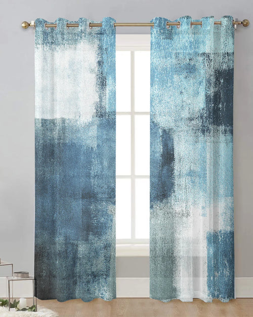 Knife Paint Print Sheer Chiffon Curtains - The Finishing Touch Decor, LLC