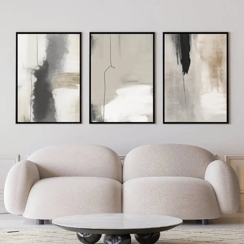 Neutral Beige & Black Abstract Lines Combination Canvas Wall Art - The Finishing Touch Decor, LLC