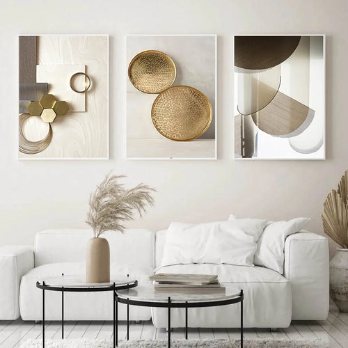 Gilded Discs Deco Modern Canvas Wall Art Print Set - The Finishing Touch Decor, LLC