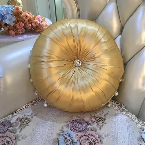 Round European Satin Tufted Accent Pillows - The Finishing Touch Decor, LLC