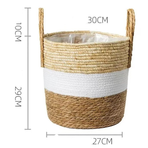 Natural Wicker Straw Hand-Woven Bamboo Decorative Storage Basket Planters - The Finishing Touch Decor, LLC