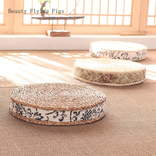 Tea Ceremony Handmade Straw Round Tatami Floor Cushion Seat - The Finishing Touch Decor, LLC