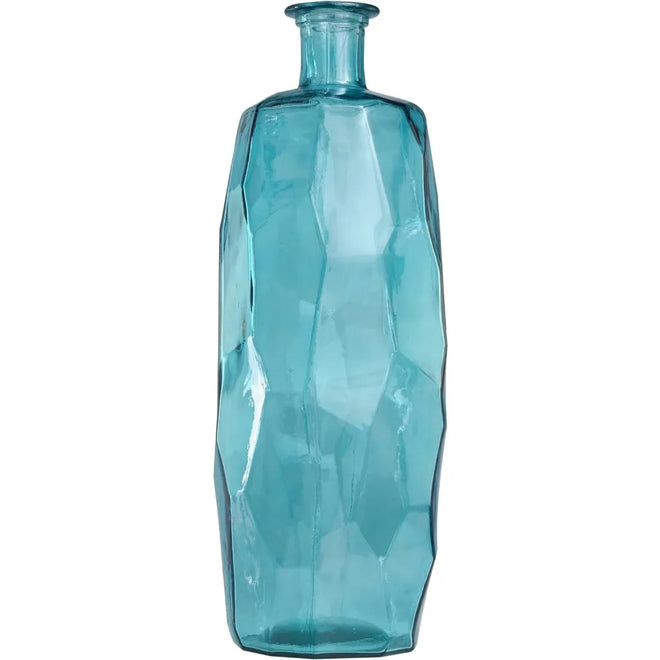 Tall Recycled Spanish Glass Handmade Bottle Neck Vase - The Finishing Touch Decor, LLC