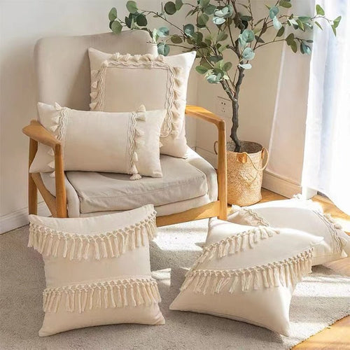 Cream Ivory Nordic Design Square Throw Pillow Covers - The Finishing Touch Decor, LLC