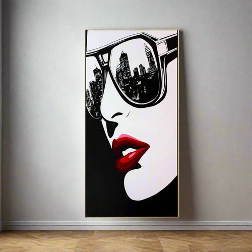 Graffiti Style Framed 80s Glam! "Sunglasses Girl" Canvas Painting - The Finishing Touch Decor, LLC