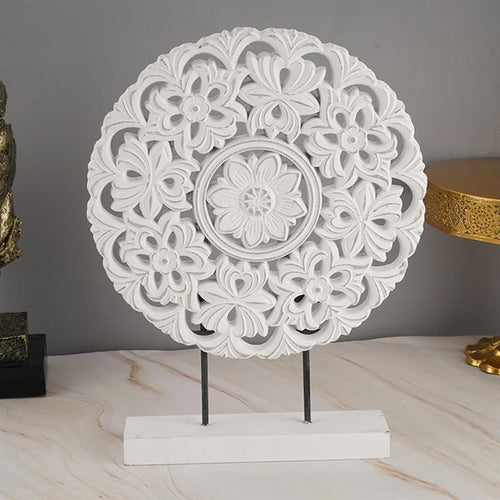 Carved White Mandala Medallion Rustic Wood Wall Art - The Finishing Touch Decor, LLC