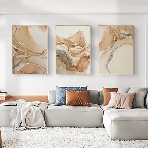 Coordinating Wall Art Set of 3 Marble Canvas Prints - The Finishing Touch Decor, LLC