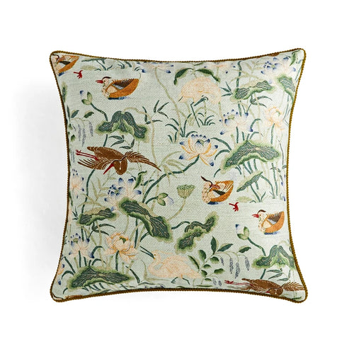 Duck & Lotus Flower Garden Print Throw Pillow Covers - The Finishing Touch Decor, LLC