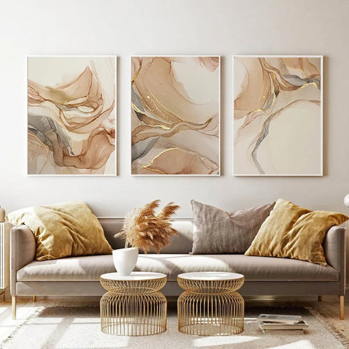 Coordinating Wall Art Set of 3 Marble Canvas Prints - The Finishing Touch Decor, LLC