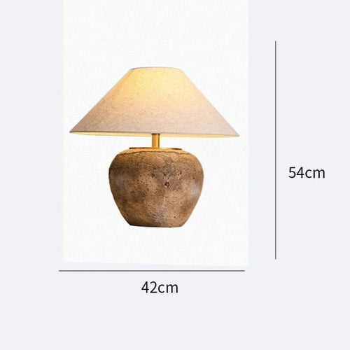 Round Rustic Wabi Sabi Ceramic Nordic Textured Table Lamp - The Finishing Touch Decor, LLC