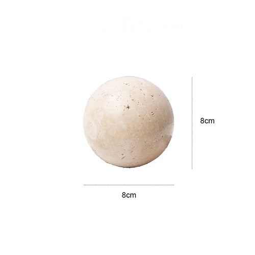 Natural Travertine Stone Sphere Paperweight Sculpture