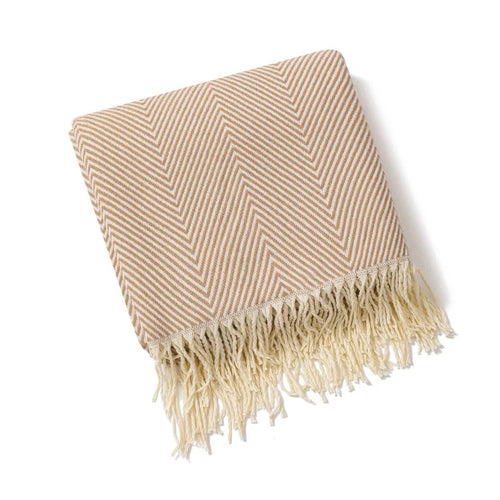 Lightweight Striped Chevron Nordic Throw Blanket with Tassels - The Finishing Touch Decor, LLC