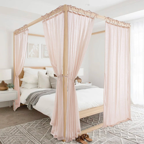 Sheer Linen Canopy Bed Tie-up Long Curtains - The Finishing Touch Decor, LLC