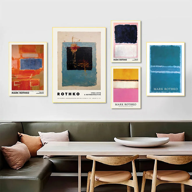 Mark Rothko Exhibition Museum Posters And Print Abstract Block Color Red Blue Wall Art Canvas Painting Decor Picture Living Room