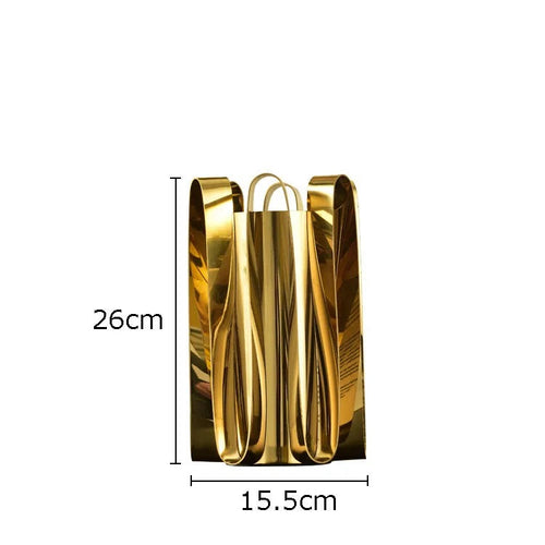 Minimalist Gold or Silver Steel Metal Ribbon Vase - The Finishing Touch Decor, LLC