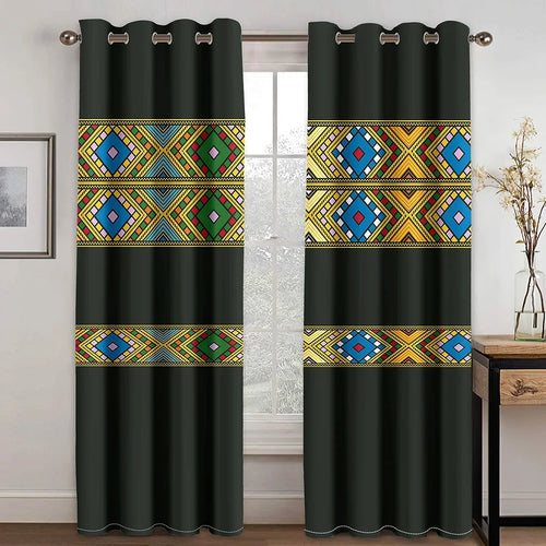 Ethiopian and Eritrean Colorful 2-Panel Traditional Curtains - The Finishing Touch Decor, LLC