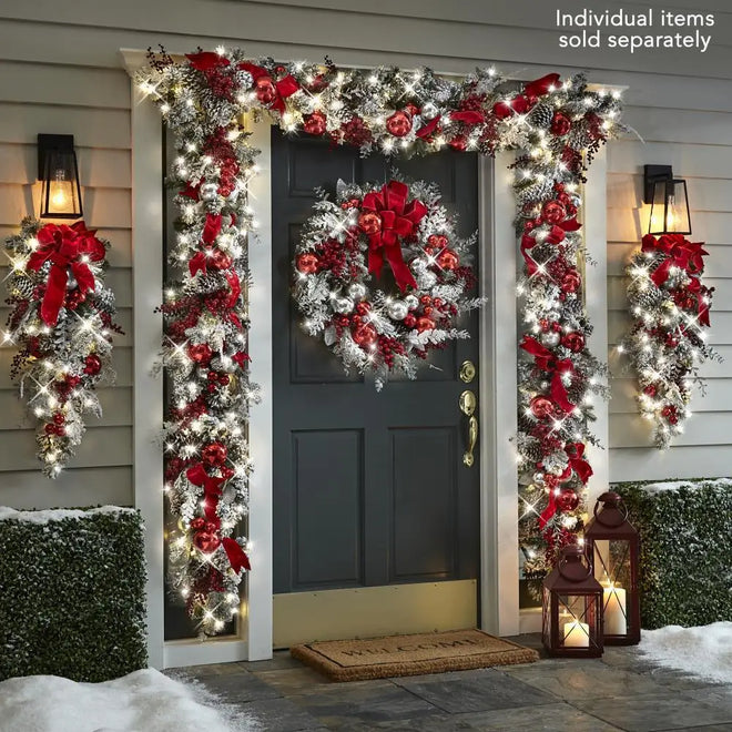 Christmas Wreath Rattan Set Wreaths For Doors New year Decorations Flower Garland Outdoor Home Decor Christmas Decorations 2024