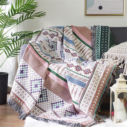 Large Colorful Bold Bohemian Ethnic Plaid Throw Blanket Variety - The Finishing Touch Decor, LLC