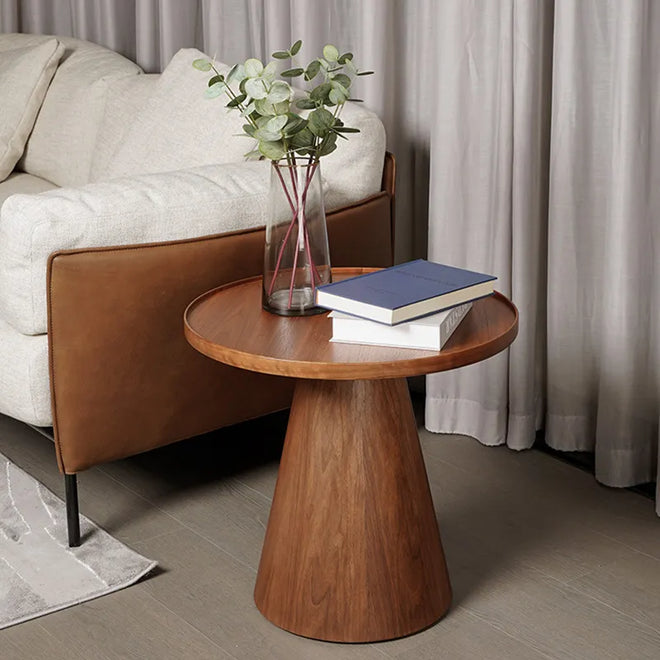 Solid Wood Round Pedestal Post-Modern Minimalist End Table - The Finishing Touch Decor