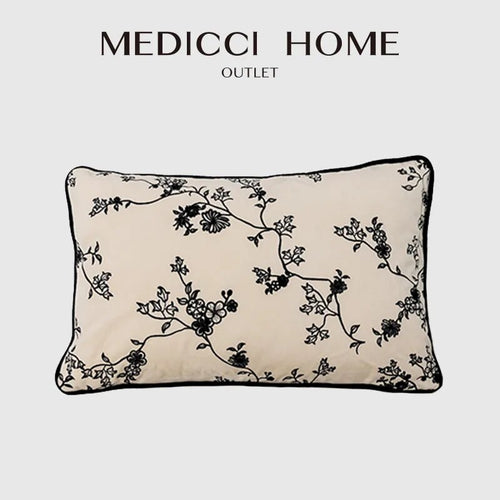 Plum Blossom Floral Embroidered French Oriental Scene Throw Pillow Covers - The Finishing Touch Decor, LLC