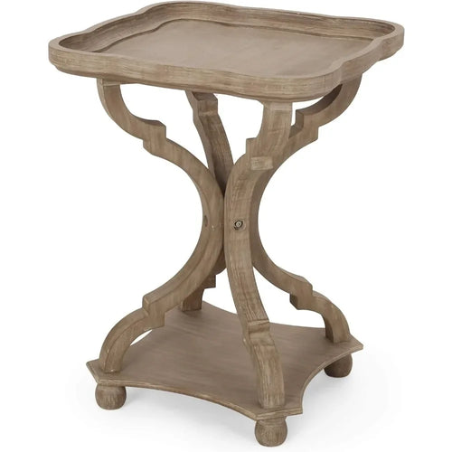 French Country Rustic Wood Pedestal End Table - The Finishing Touch Decor, LLC