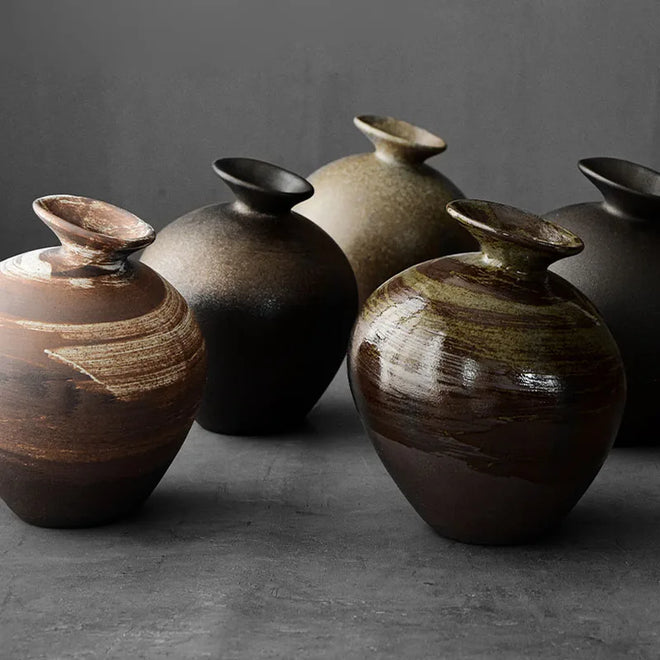 Brushed Terracotta Japanese Style Minimalist Vases - The Finishing Touch Decor, LLC