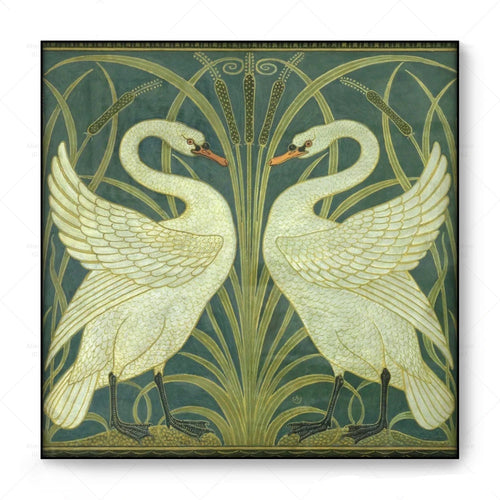 Vintage Swans Walter Crane Canvas Wall Art Nouveau Print - The Finishing Touch Decor, LLC