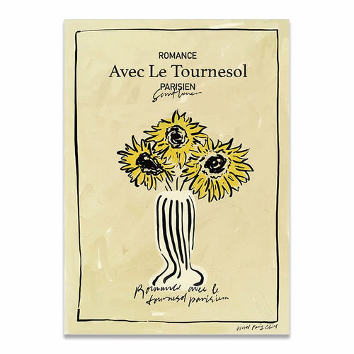 Sunflower Vase & French Calligraphy Vintage Style Canvas Prints - The Finishing Touch Decor, LLC