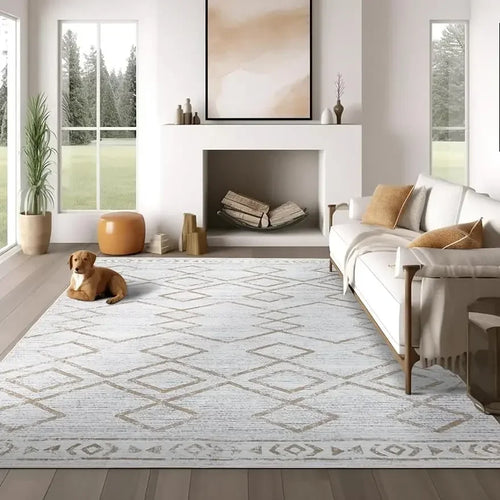 jinchan Area Rug 9x12 Moroccan  Living Room Taupe Washable Rug Soft  Modern Geometric Contemporary - The Finishing Touch Decor, LLC