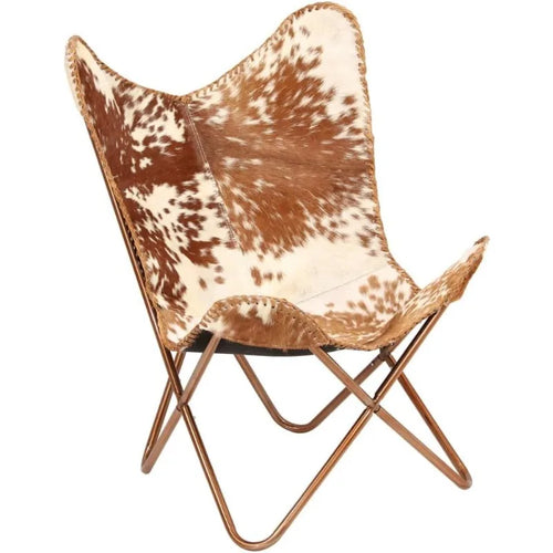 Metal Frame Genuine Goat Leather Butterfly Chair - The Finishing Touch Decor, LLC