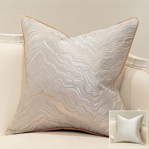 Jacquard Embroidered Gold Wave Throw Pillow Covers - The Finishing Touch Decor