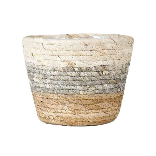 Coastal Sand and Stone Color Handwoven Straw Planters - The Finishing Touch Decor, LLC