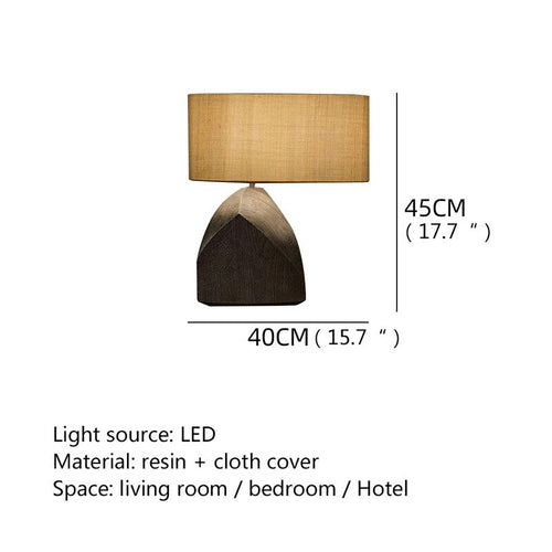 Dark Khaki Japandi Minimalism Wood-Style Resin Table Lamp - The Finishing Touch Decor, LLC