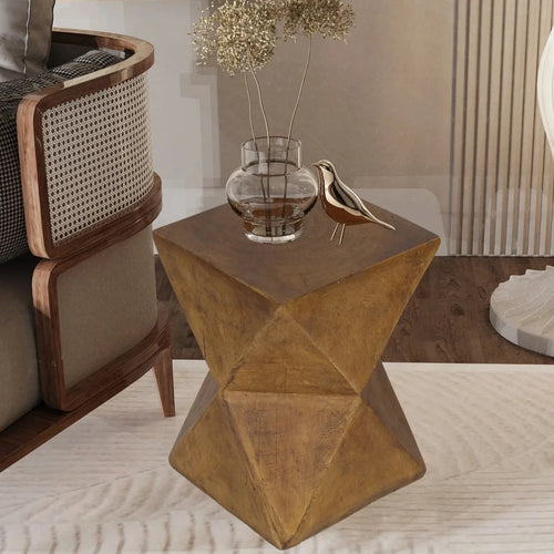 Indoor/Outdoor Brown Concrete Side Table or Stool - The Finishing Touch Decor, LLC