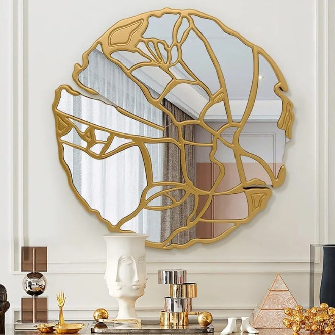 Deco Golden Web Large Wood Mirror Wall Art - The Finishing Touch Decor, LLC