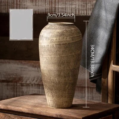 Distressed Beige Stone Ceramic Wabi Sabi Style Vases - The Finishing Touch Decor, LLC