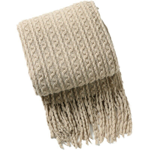 Soft Neutral Color Nordic Knit Plaid Blanket with Tassels - The Finishing Touch Decor, LLC