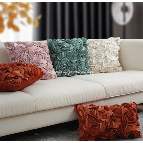 Spring Solid Color Romantic Flower Petals Throw Pillow Covers - 45x45cm - The Finishing Touch Decor, LLC