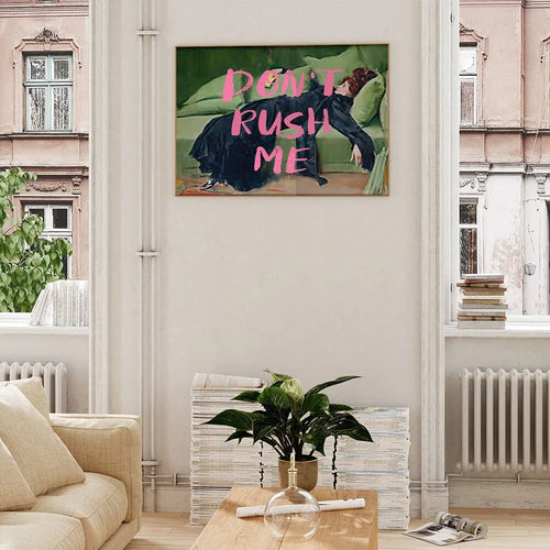 Pink Graffiti Spray "Don't Rush Me" Victorian Woman Canvas Print - The Finishing Touch Decor, LLC