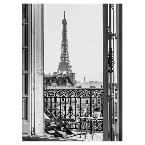 Paris Eiffel Tower & Louvre Architectural Black and White Canvas Painting Art Prints - The Finishing Touch Decor, LLC