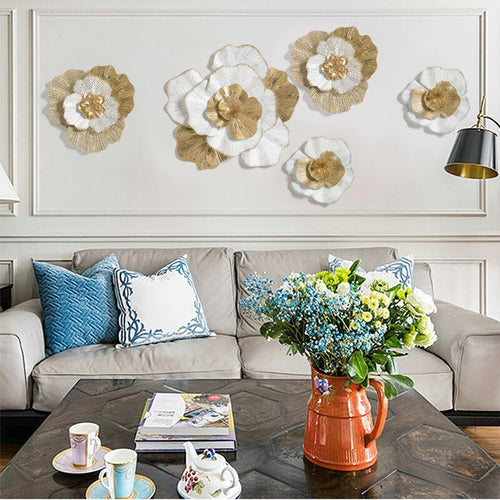 Intricate White & Gold Metal Flower 3D Wall Art - The Finishing Touch Decor, LLC